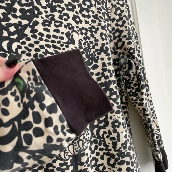 Free People Black & White Hersey Leopard Print Dress with Green Eyes Y2K S/M Vtg - Picture 3 of 8